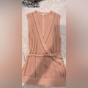 Banana Republic Sleeveless Medium Peach Wrap Sweater